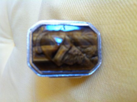 Siegelring mit Tigerauge Fresco 800 Silber Mittelalter?