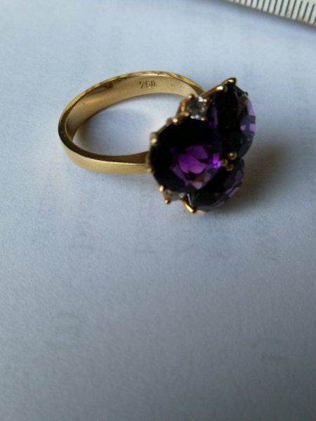 G-Ring mit Amethysten + Brillianten