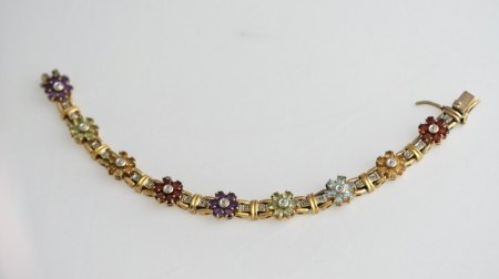 Vergoldetes 925 Armband mit bunten Steinen