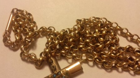 Antiker Biedermeier Kreuz Anhänger und Gold Kette