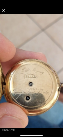 Taschenuhr 18k Gold Cylindre huit rubis