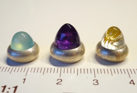 Amethyst, Chrysopras, Rutil-Quarz mit Silberfassung - aus Goldschmiede zu verkaufen