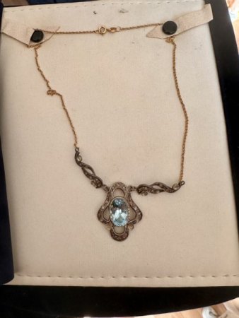 Schöne Antike Kette, mit Diamanten und Aquamarin