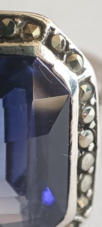Ring, blauer Stein, Markasiten