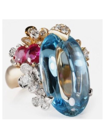 Unbekannter Hersteller gesucht – außergewöhnliches 750er Aquamarin-Diamant-Set (Ring & Ohrhänger) mit Meisterpunze