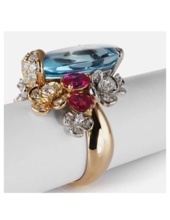 Unbekannter Hersteller gesucht – außergewöhnliches 750er Aquamarin-Diamant-Set (Ring & Ohrhänger) mit Meisterpunze