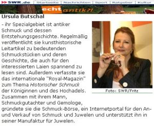 Schmuck-Expertin bei der Sendung "echt antik" im SWR Ursula Butschal